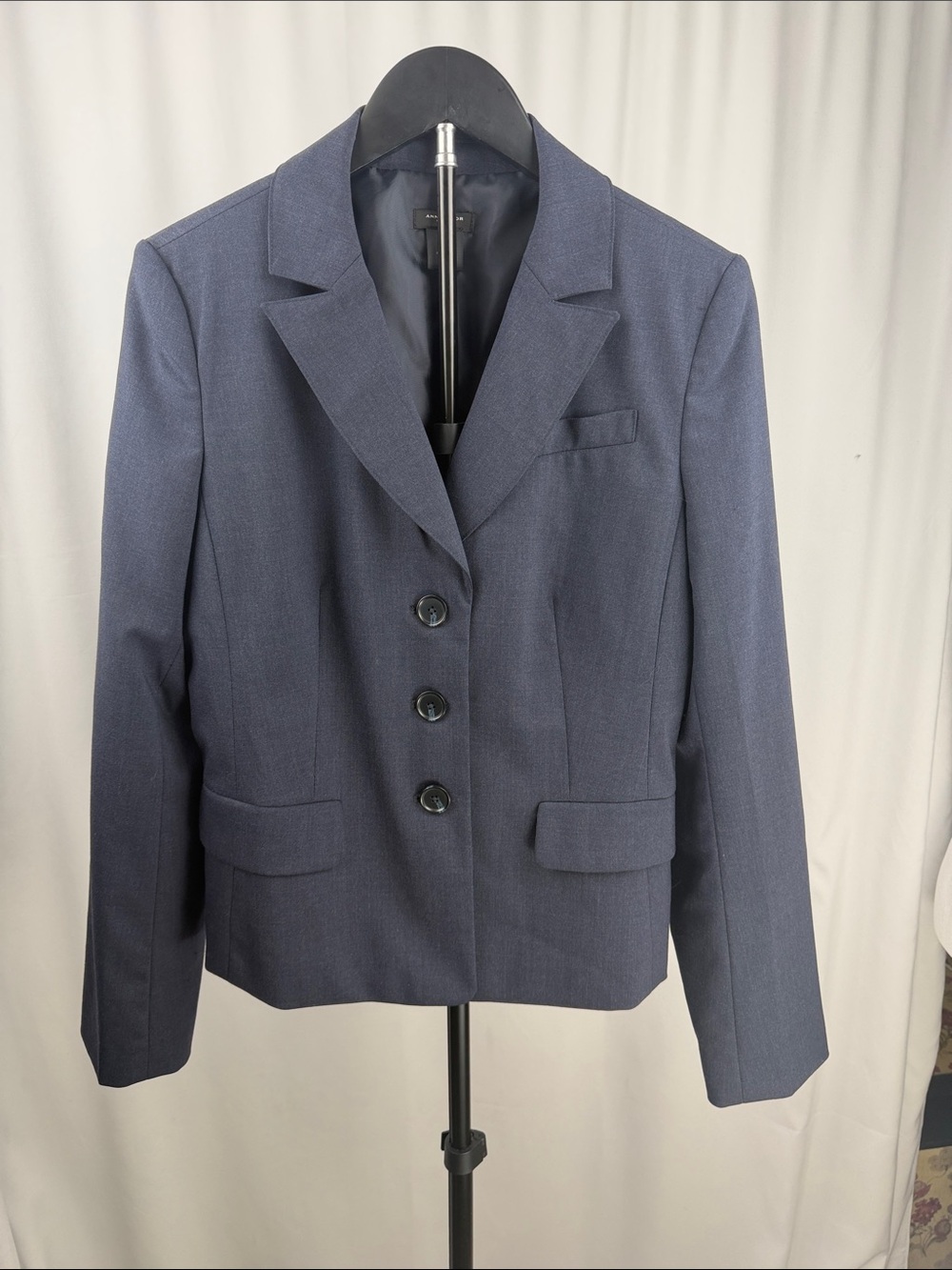 Ann Taylor Blue Wool Blend Tailored Blazer Jacket Size 6